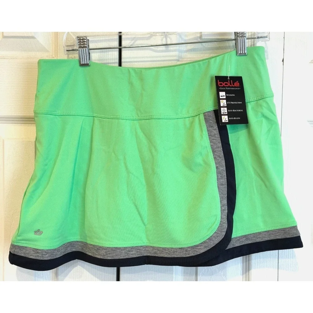 NEW Bolle‎ High Performance Tennis Skirt Skorts Neon Green Women's Size Large